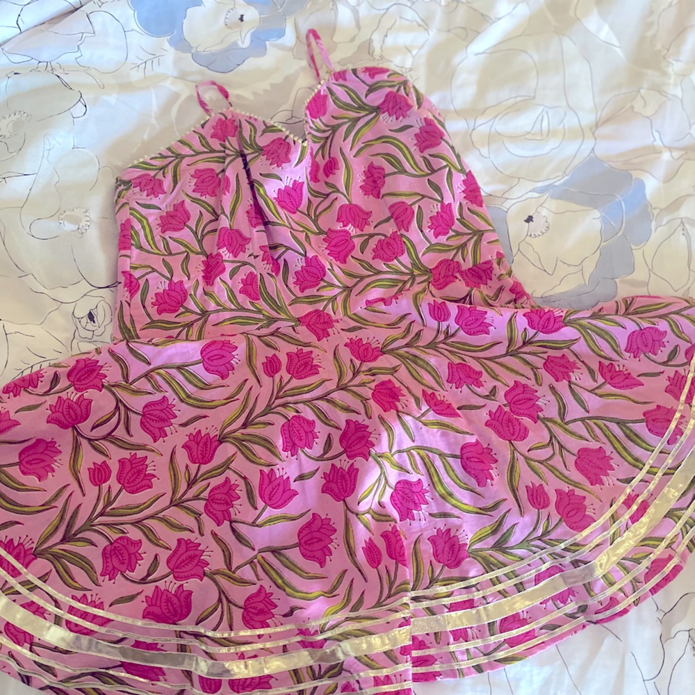Indian peplum pink gharara. 100% cotton. NWOT.